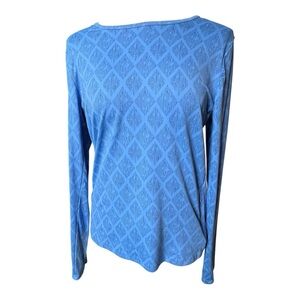 Hang Ten Blue Fitted Blouse with Long Sleeves